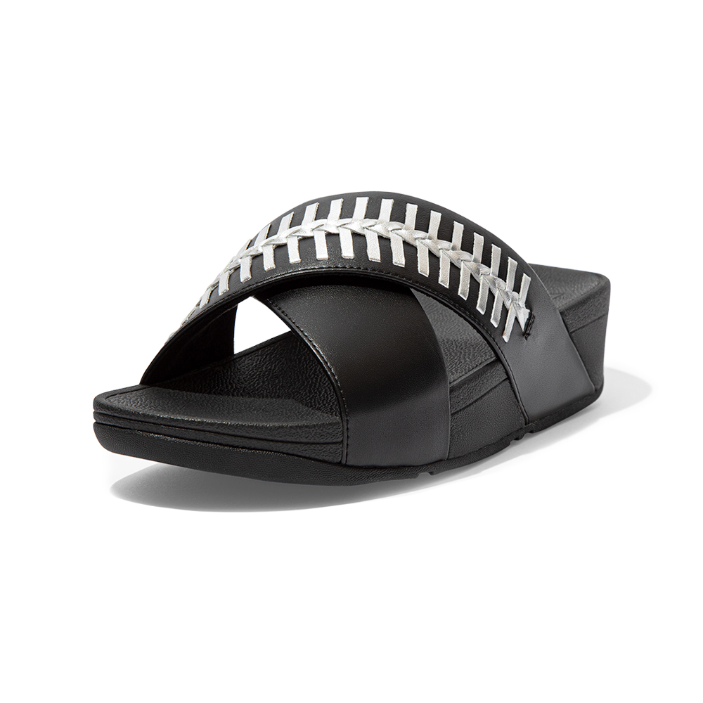 【FitFlop】LULU WRAPPED WEAVE BACK-STRAP SANDALS 金屬色編織造型後帶涼鞋-女(黑色) 歷史價格詳細信息