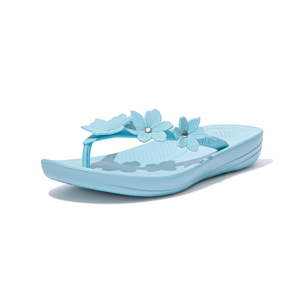 【FitFlop】IQUSHION FLOWER FLIP-FLOPS 花飾輕量人體工學戲水夾腳涼鞋-女(檸檬綠) 歷史價格詳細信息