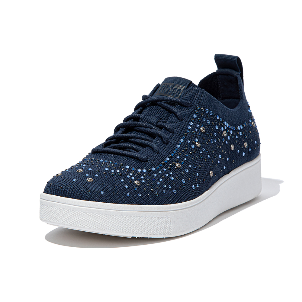 【FitFlop】RALLY OMBRE-CRYSTAL KNIT TRAINERS運動風繫帶休閒鞋-女(黑色) 歷史價格詳細信息