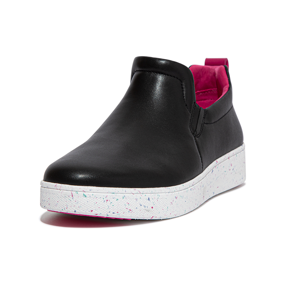 【FitFlop】RALLY LEATHER SLIP-ON TRAINERS 易穿脫時尚休閒鞋-女(靚黑色) 歷史價格詳細信息