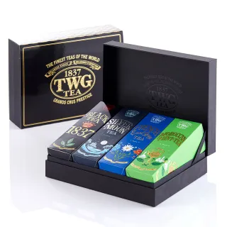 【TWG Tea】時尚茶罐四入 午夜時光之茶100g+銀月綠茶100g+英式早餐茶100g+盛夏緋紅120g 歷史價格詳細信息