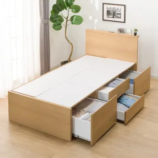 【NITORI 宜得利家居】◎雙人加大床座 床架 N-ZIO-C BOX LBR TW 附充電孔 附小夜燈(床座 床架) 歷史價格詳細信息