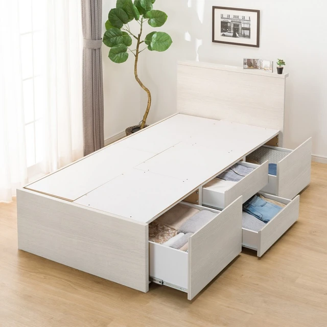 【NITORI 宜得利家居】◎單人床座 床架 N-ZIO-C BOX WW TW 附充電孔 附小夜燈(床座 床架 小夜燈) 歷史價格詳細信息