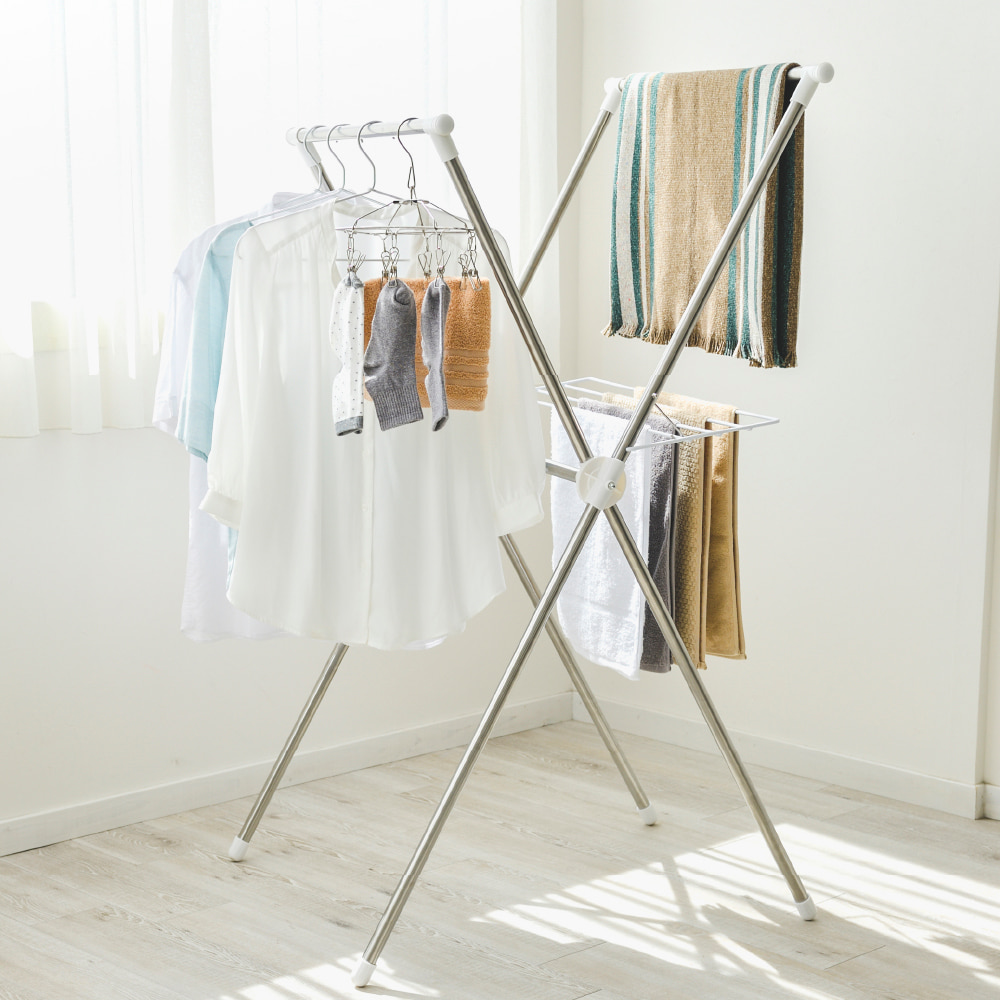 【巧巧】不鏽鋼方形防風折疊曬衣架-30夾 歷史價格詳細信息