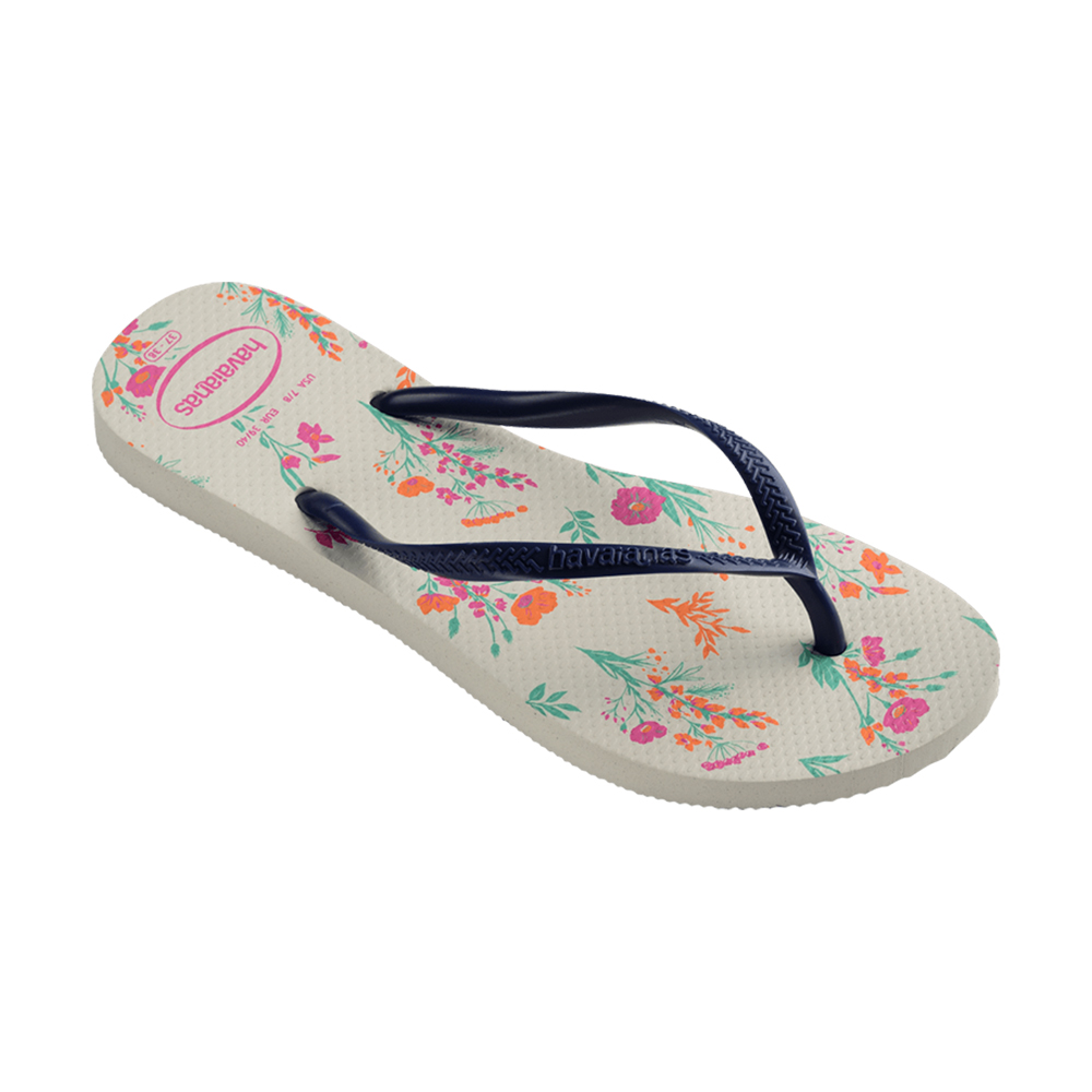 Havaianas 哈瓦仕 拖鞋 夾腳拖 小花 橘藍 Slim Romance 4136977-1256W 歷史價格詳細信息