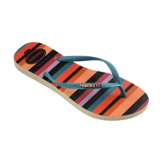 【havaianas 哈瓦仕】拖鞋 女鞋 夾腳拖 幾何 Slim Harmony 橘藍 4145638-1822W(哈瓦士) 歷史價格詳細信息