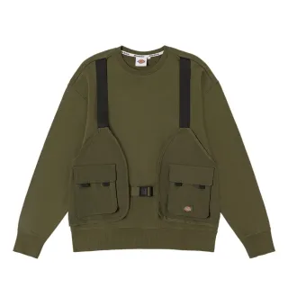 【Dickies】男款軍綠色純棉重磅寬鬆拼接長袖T恤｜DK010987MGR 歷史價格詳細信息