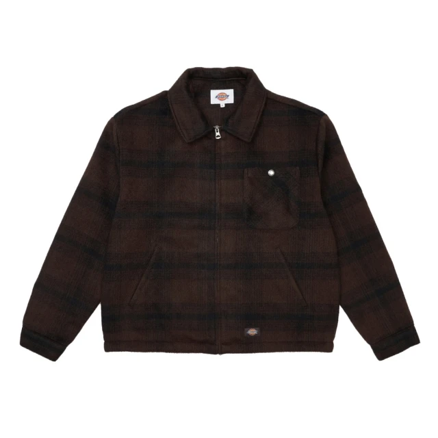 Dickies男款咖啡黑格紋胸前口袋設計寬鬆休閒夾克|DK012270H27 歷史價格詳細信息