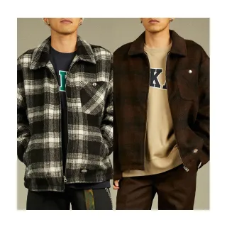 Dickies男款咖啡黑格紋胸前口袋設計寬鬆休閒夾克|DK012270H27 歷史價格詳細信息
