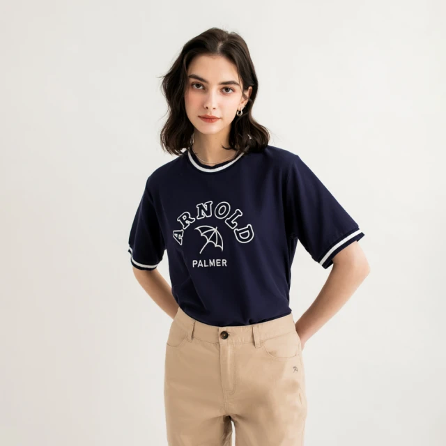 【Arnold Palmer 雨傘】女裝-撞色繡花吸濕排汗POLO衫(深藍色) 歷史價格詳細信息