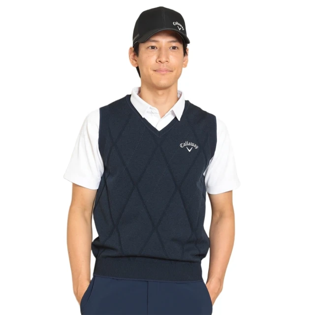 【Callaway 卡拉威】男士 防潑水針織菱格紋背心 白色 C22219100_1030 歷史價格詳細信息