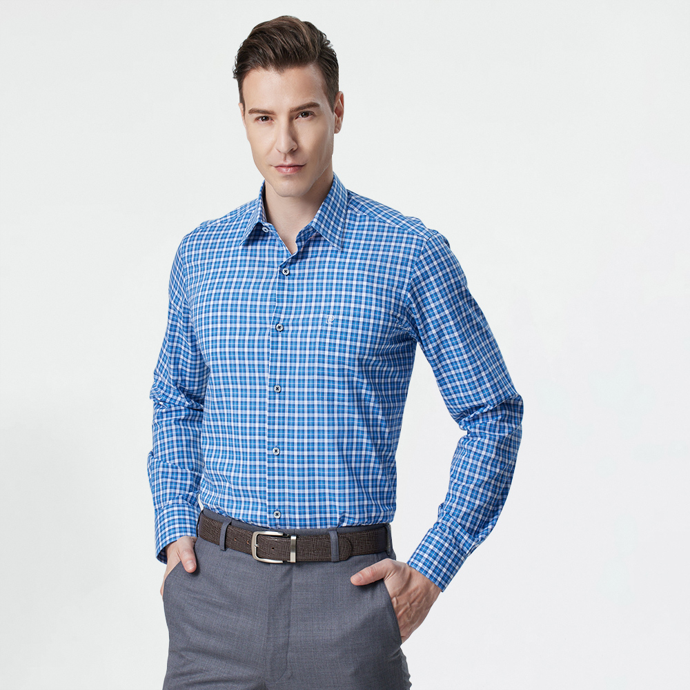 【pierre cardin 皮爾卡登】男襯衫 純棉正裝商務男士棉質素色長袖襯衫_灰色(61855-93) 歷史價格詳細信息