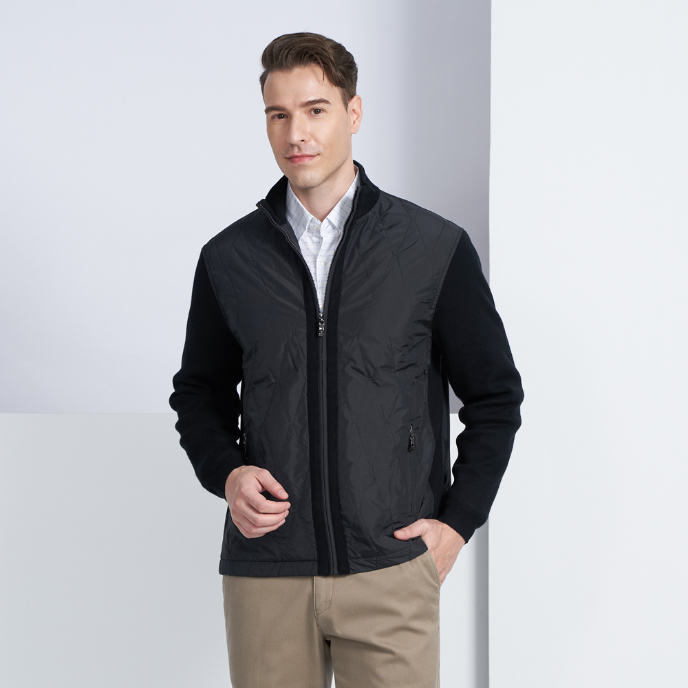 【pierre cardin 皮爾卡登】男款 純羊毛針織立領毛衣外套-黑色(5225412-99) 歷史價格詳細信息