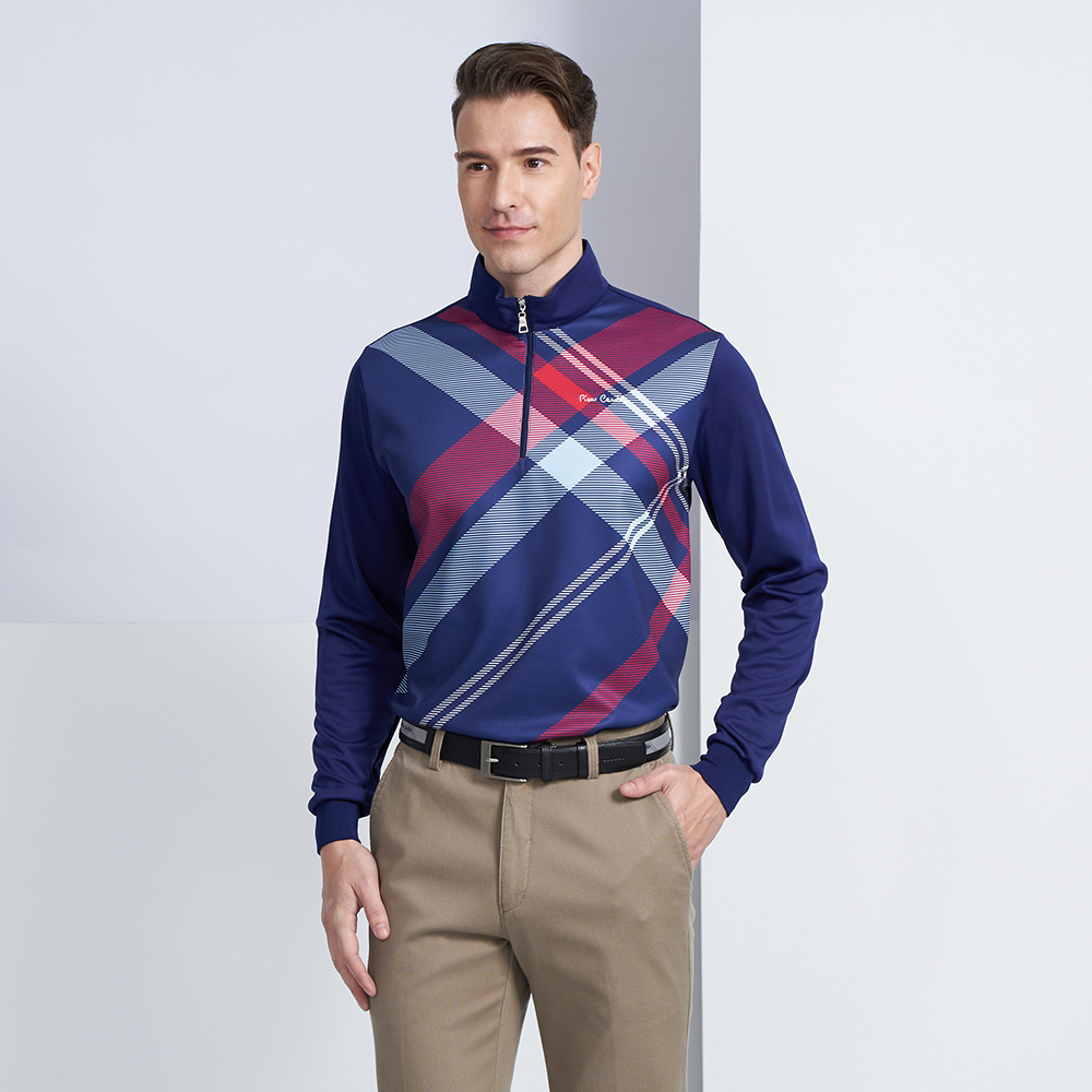 【pierre cardin 皮爾卡登】商務休閒 拉鍊立領定位條紋長袖polo衫-灰色(5225208-95) 歷史價格詳細信息