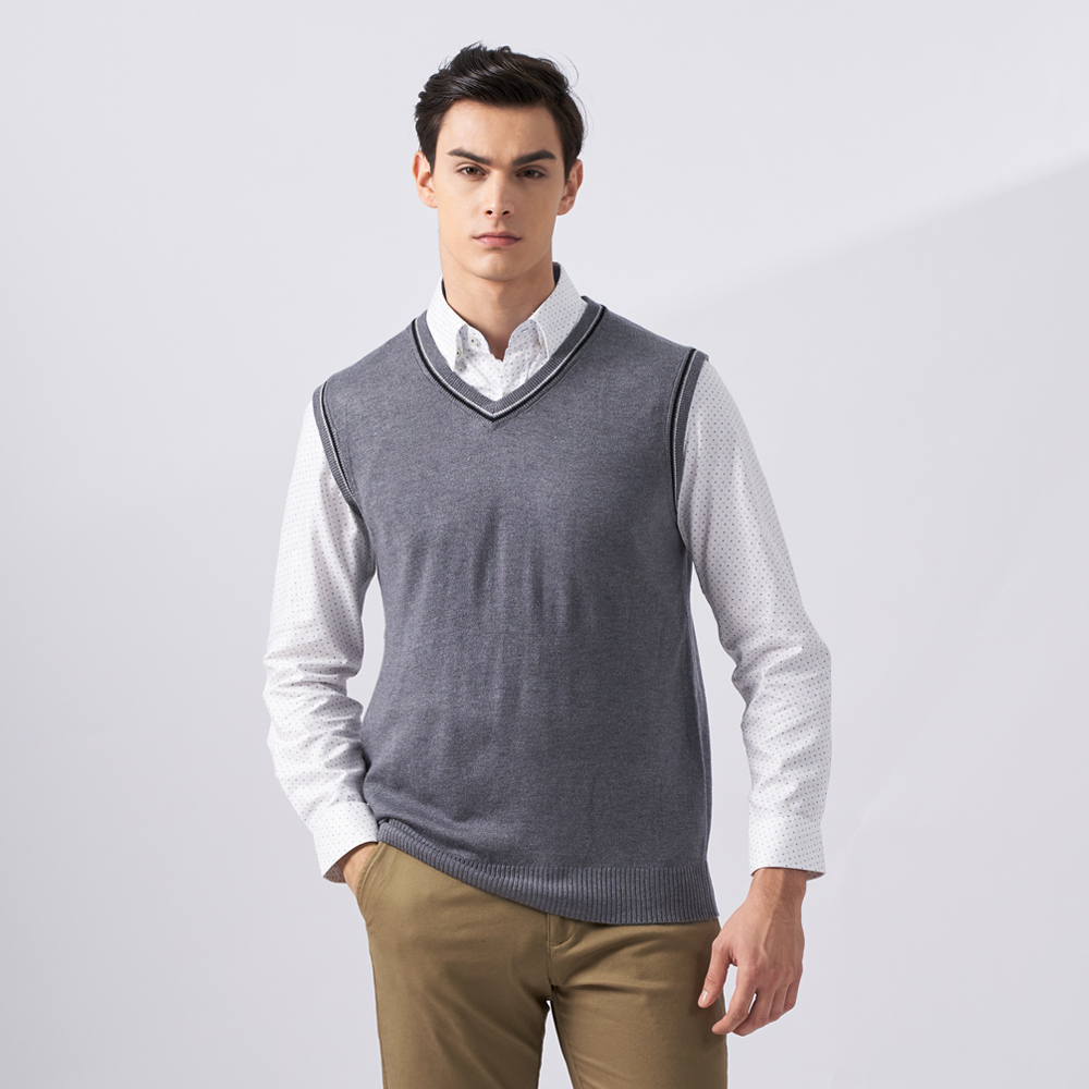 【pierre cardin 皮爾卡登】男款 混紡羊毛V領菱格緹花針織毛衣背心-深藍色(5225461-38) 歷史價格詳細信息