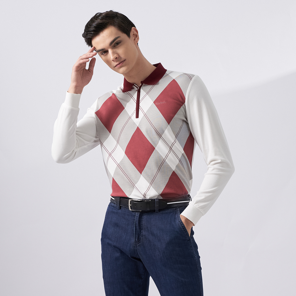 【pierre cardin 皮爾卡登】商務休閒 拉鍊立領定位條紋長袖polo衫-灰色(5225208-95) 歷史價格詳細信息