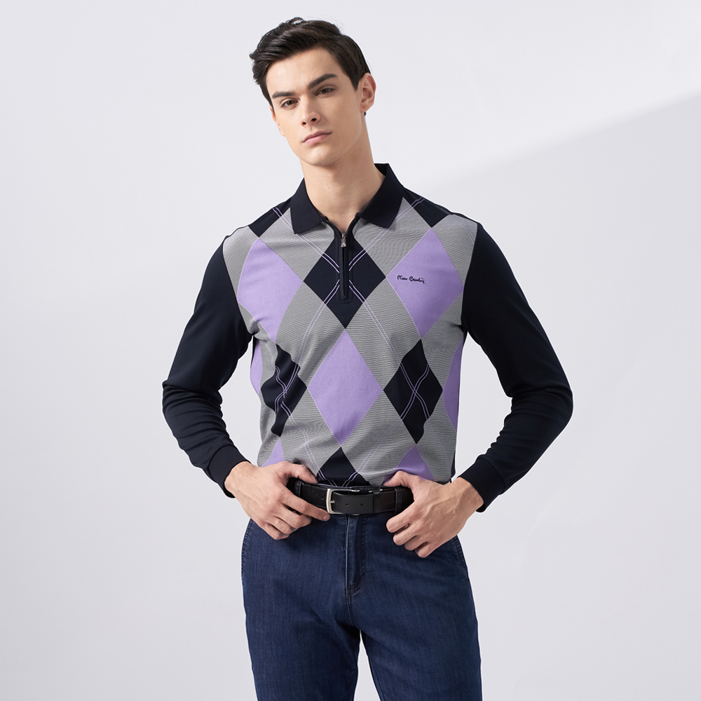 【pierre cardin 皮爾卡登】商務休閒 拉鍊立領定位條紋長袖polo衫-灰色(5225208-95) 歷史價格詳細信息