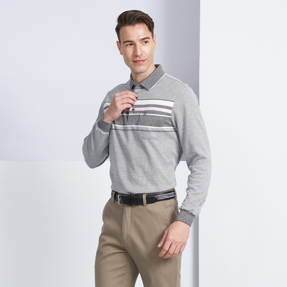 【pierre cardin 皮爾卡登】商務休閒 蓄熱保暖刷毛定位直條長袖POLO衫-粉色(5225286-76) 歷史價格詳細信息
