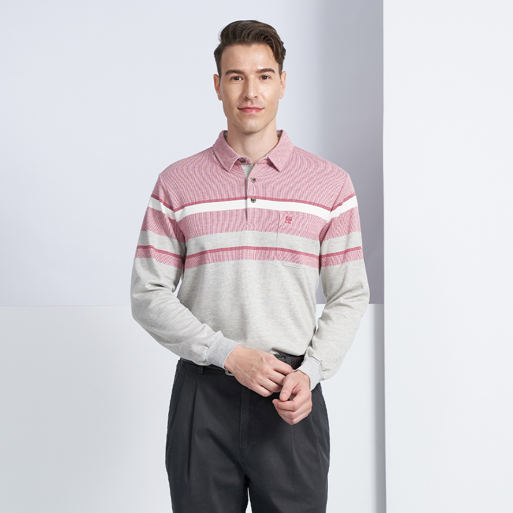 【pierre cardin 皮爾卡登】商務休閒 蓄熱保暖刷毛定位直條長袖POLO衫-粉色(5225286-76) 歷史價格詳細信息