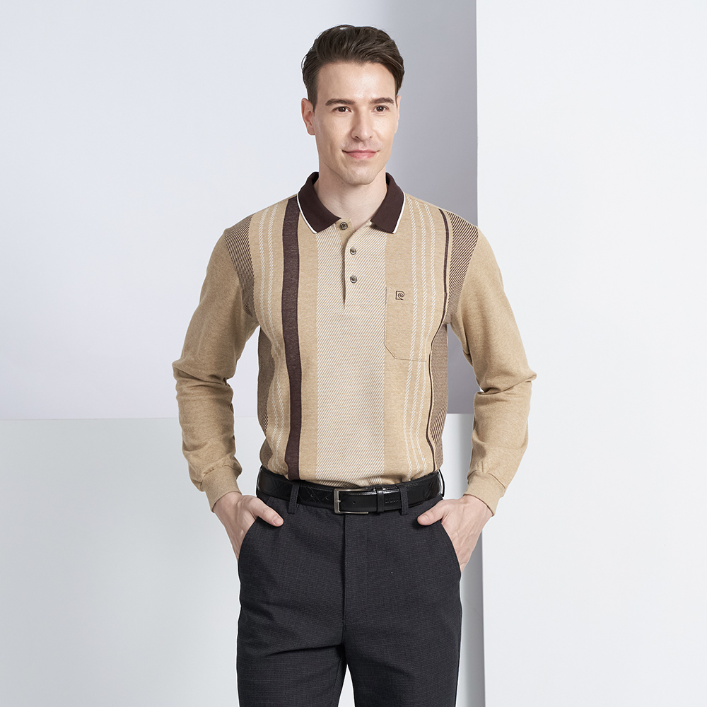 【pierre cardin 皮爾卡登】商務休閒 蓄熱保暖刷毛定位直條長袖POLO衫-粉色(5225286-76) 歷史價格詳細信息