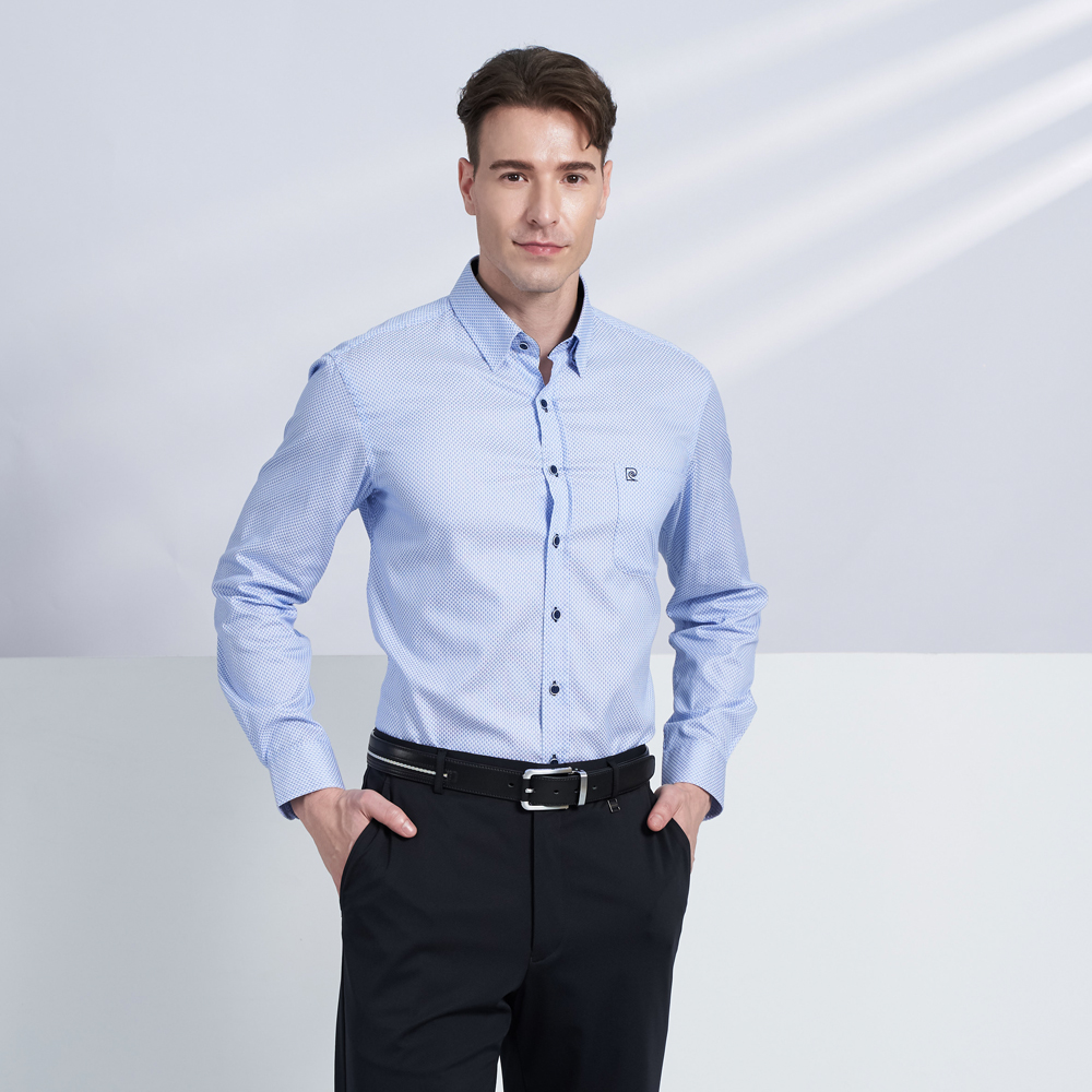 【pierre cardin 皮爾卡登】男款 進口布料碎花長袖襯衫-深藍色(5225103-38) 歷史價格詳細信息
