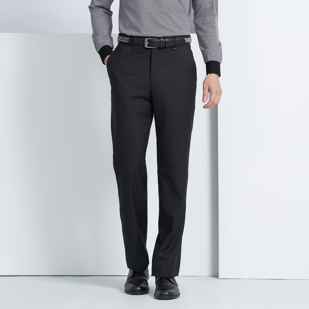 【pierre cardin 皮爾卡登】男款 混紡毛料彈性伸縮腰頭平口西裝褲-黑色(5225811-99) 歷史價格詳細信息