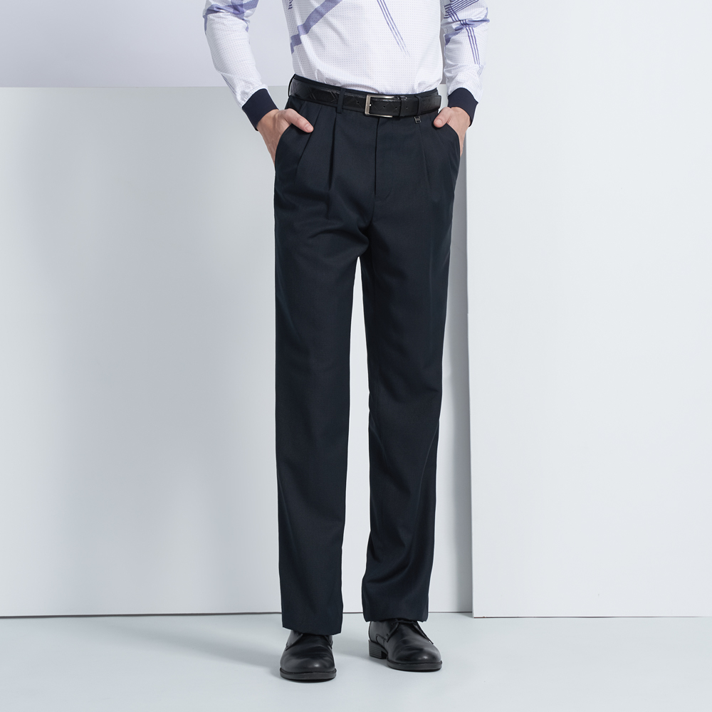 【pierre cardin 皮爾卡登】男款 暗緹花平口西裝褲-深藍色(5225842-38) 歷史價格詳細信息