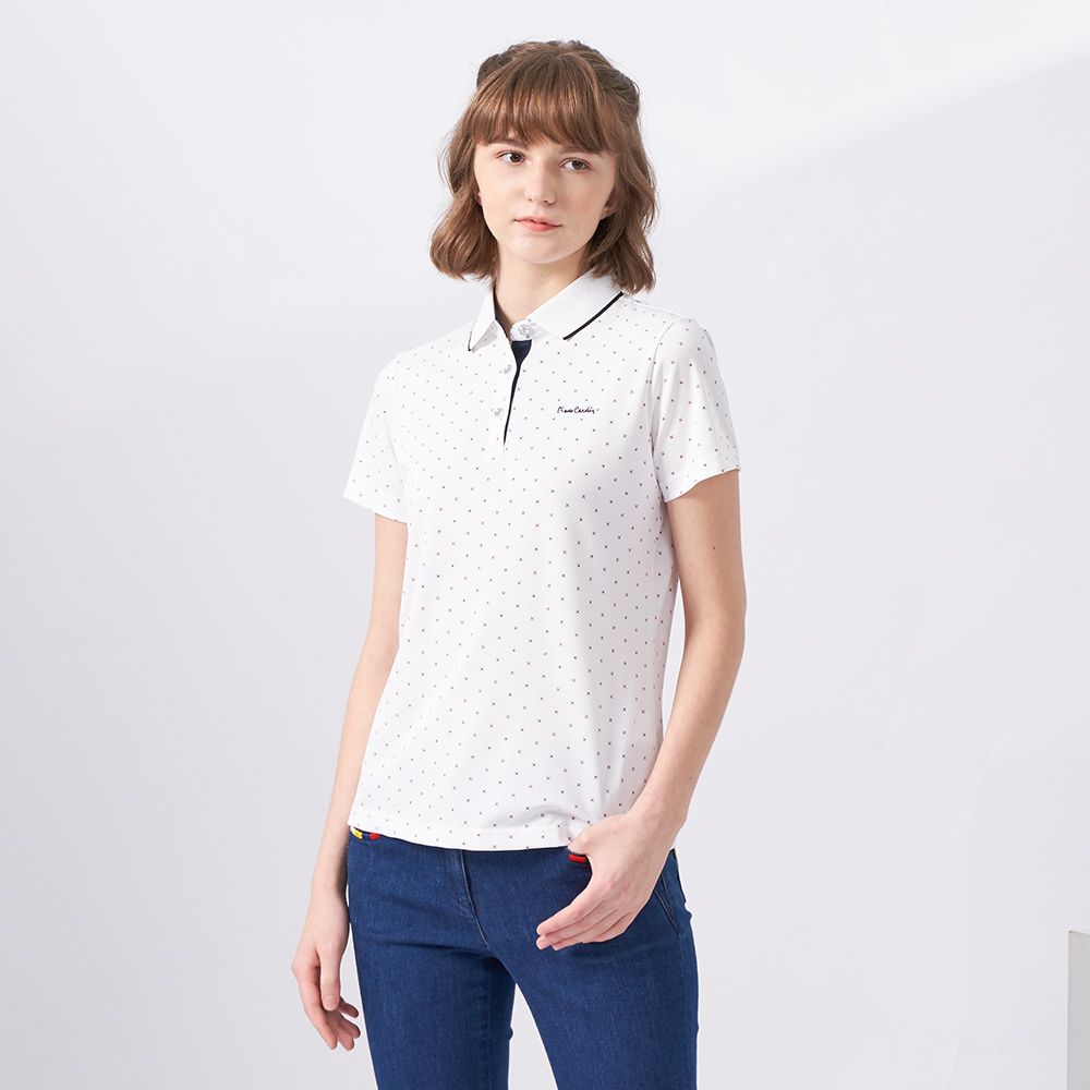 【pierre cardin 皮爾卡登】輕運動 女款 Hi Cool吸濕排汗彈性網眼素面短袖POLO衫-白色(8227291-90) 歷史價格詳細信息