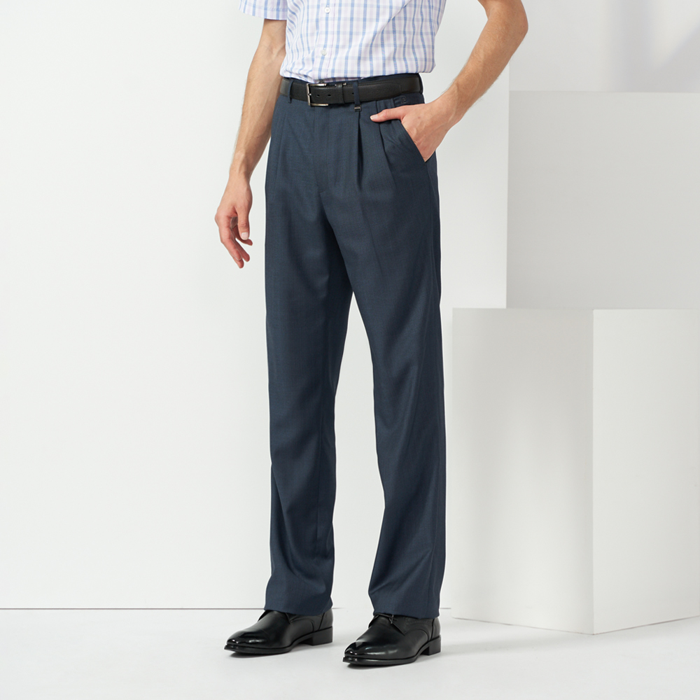 【pierre cardin 皮爾卡登】男裝 素色打摺西裝褲-丈青色 (5237852-38) 歷史價格詳細信息