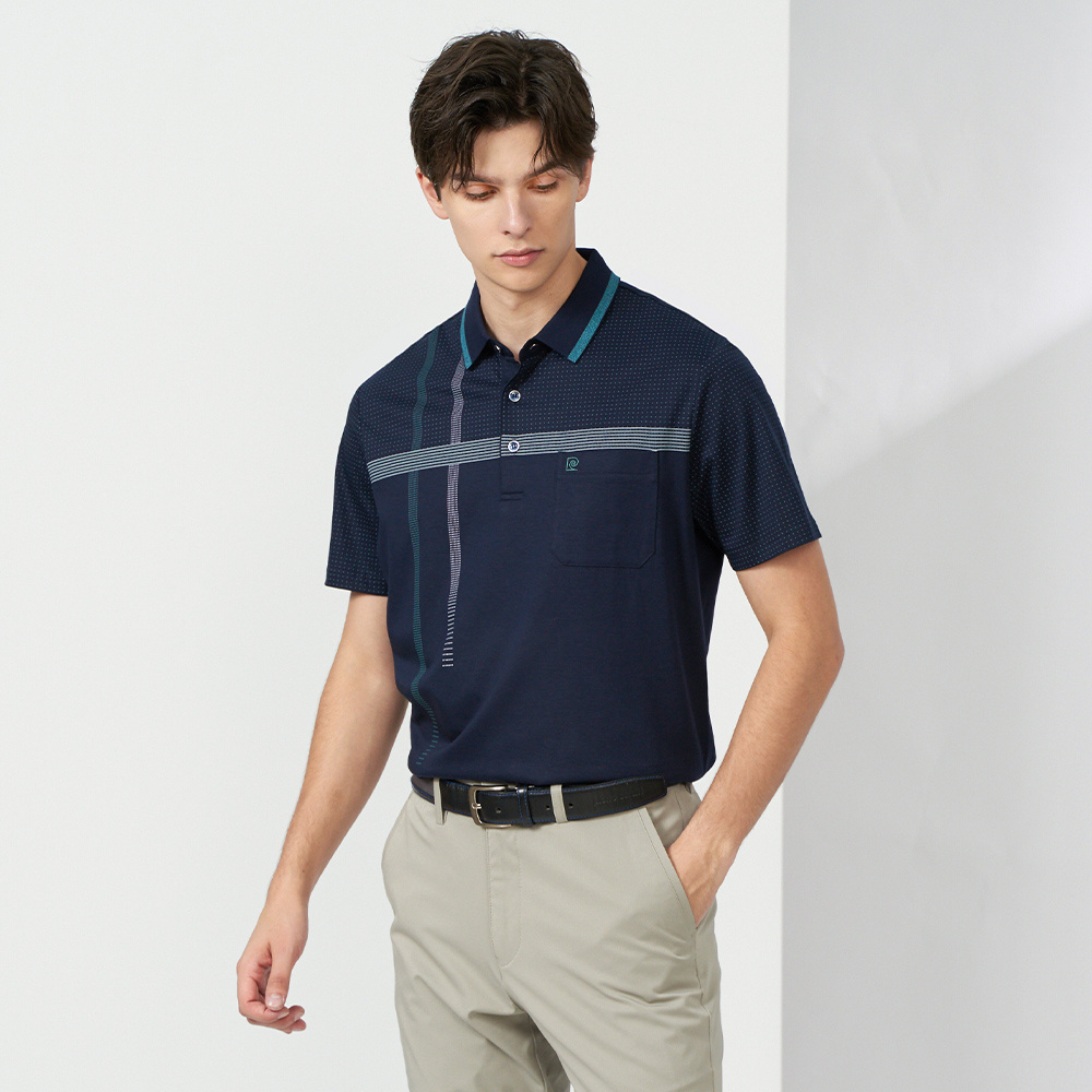 【pierre cardin 皮爾卡登】男款 胸前大定位印格短袖POLO衫-深藍色 (5237255-38) 歷史價格詳細信息