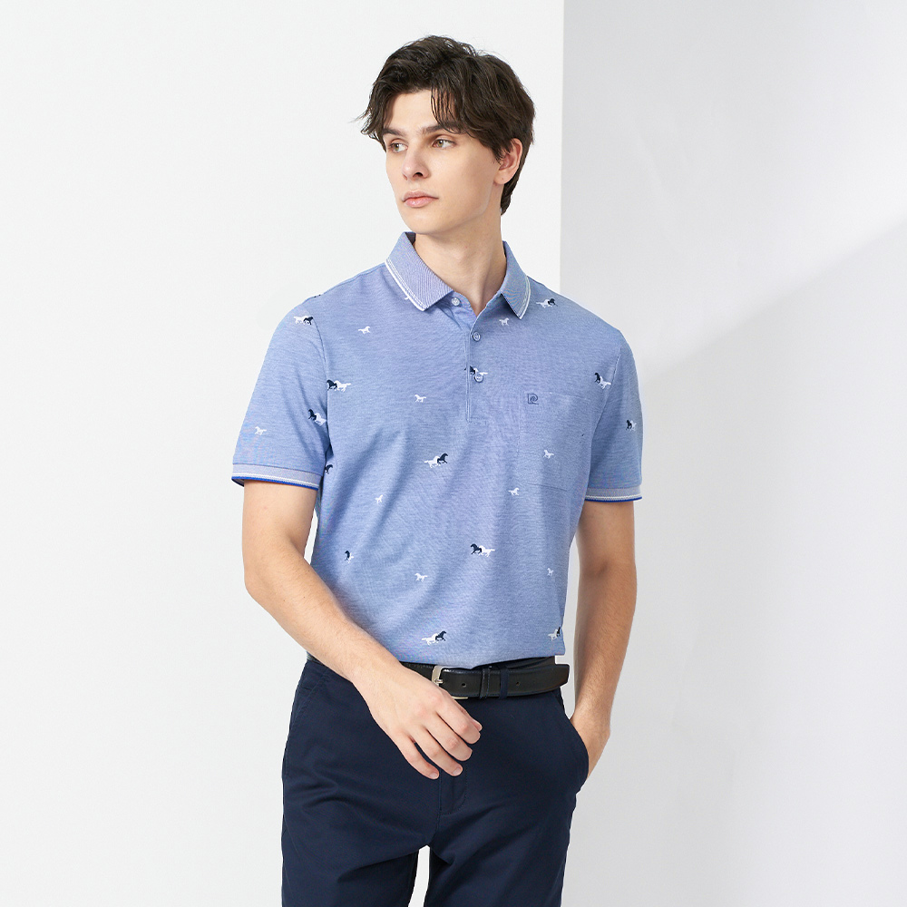 【pierre cardin 皮爾卡登】男款 雙色交織素面短袖polo衫-藍色 (5237271-35) 歷史價格詳細信息