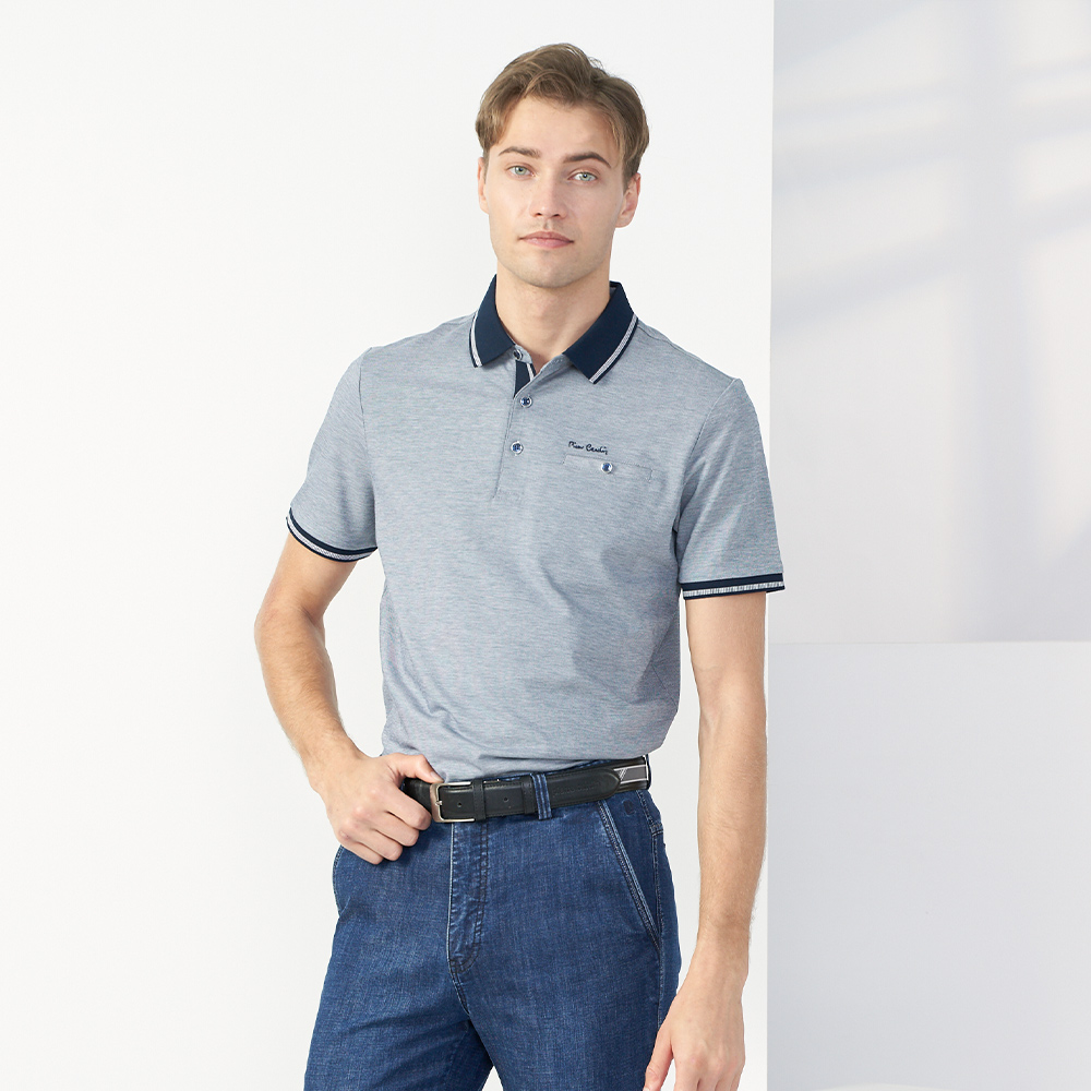 【pierre cardin 皮爾卡登】男款 雙色交織素面短袖polo衫-藍色 (5237271-35) 歷史價格詳細信息
