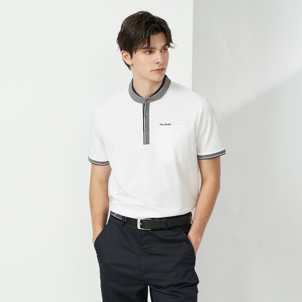 【pierre cardin 皮爾卡登】男款 素色小立領短袖polo衫-灰色 (5237210-95) 歷史價格詳細信息