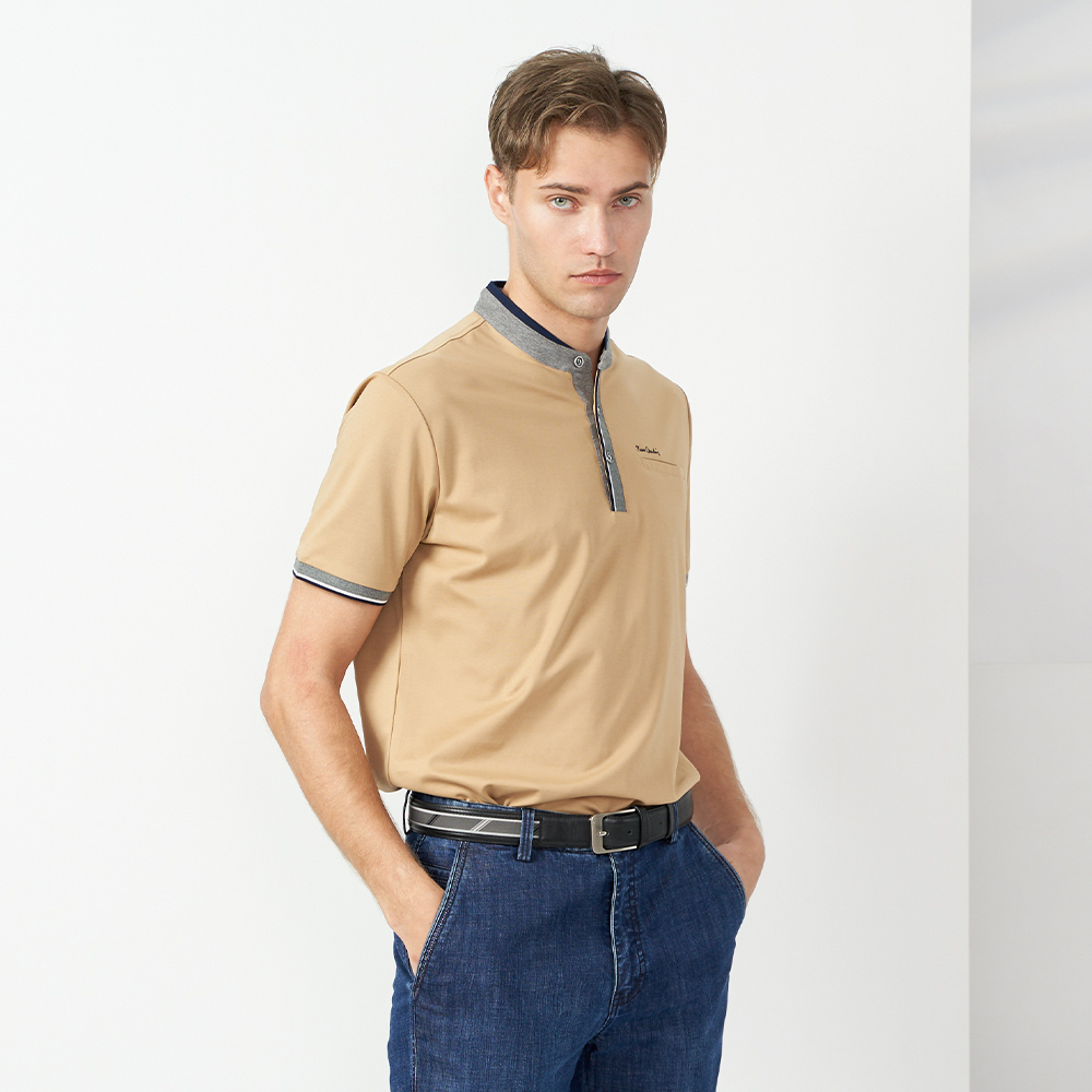 【pierre cardin 皮爾卡登】男款 素色小立領短袖polo衫-灰色 (5237210-95) 歷史價格詳細信息