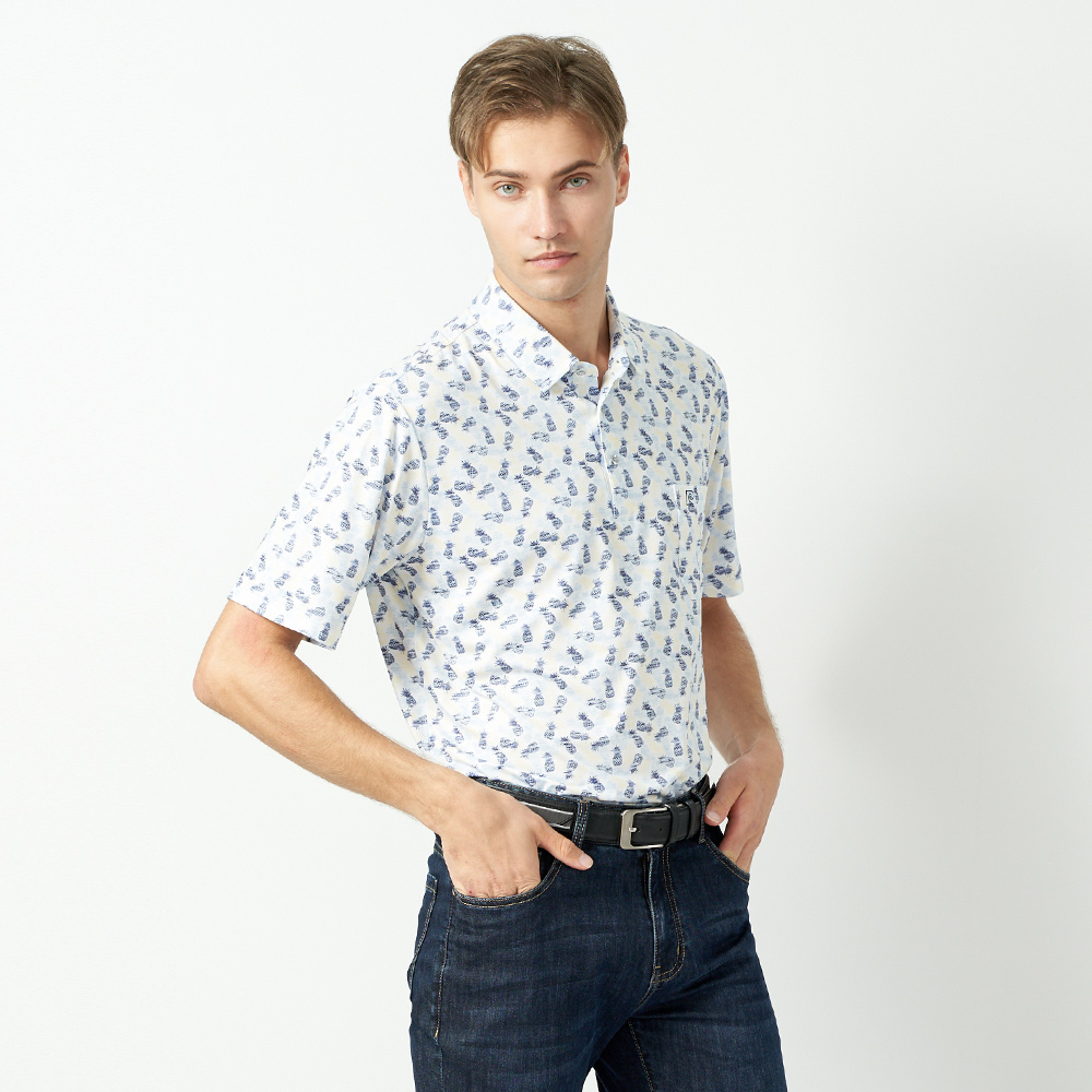 【pierre cardin 皮爾卡登】男款 TOP印花短袖POLO衫-藍色 (5237286-35) 歷史價格詳細信息