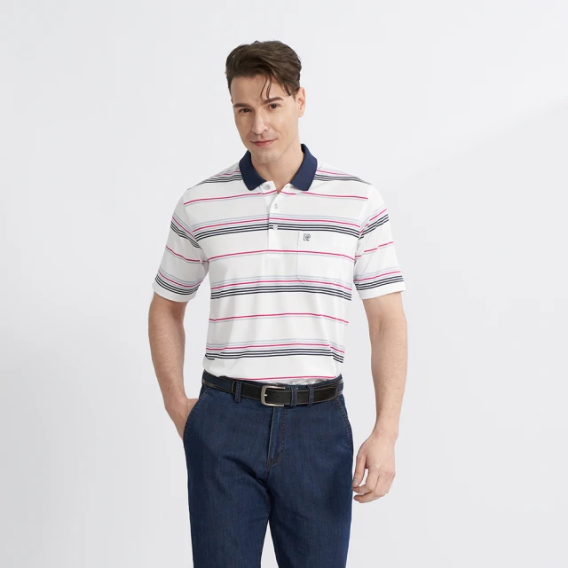【pierre cardin 皮爾卡登】網路獨家 男款 吸濕排汗簡約條紋商務短袖POLO衫-白色(7237267-90) 歷史價格詳細信息