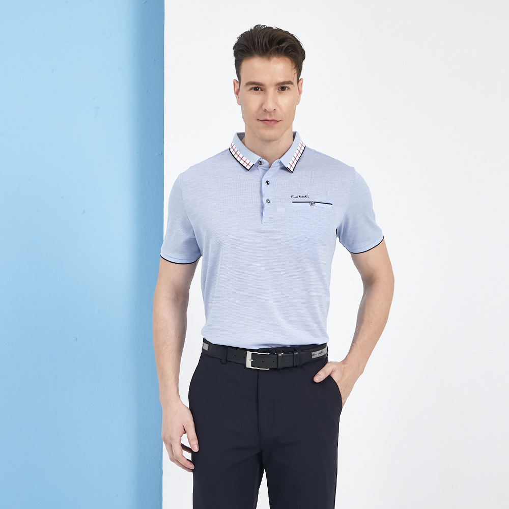 【pierre cardin 皮爾卡登】男款 雙色交織素面短袖polo衫-藍色 (5237271-35) 歷史價格詳細信息