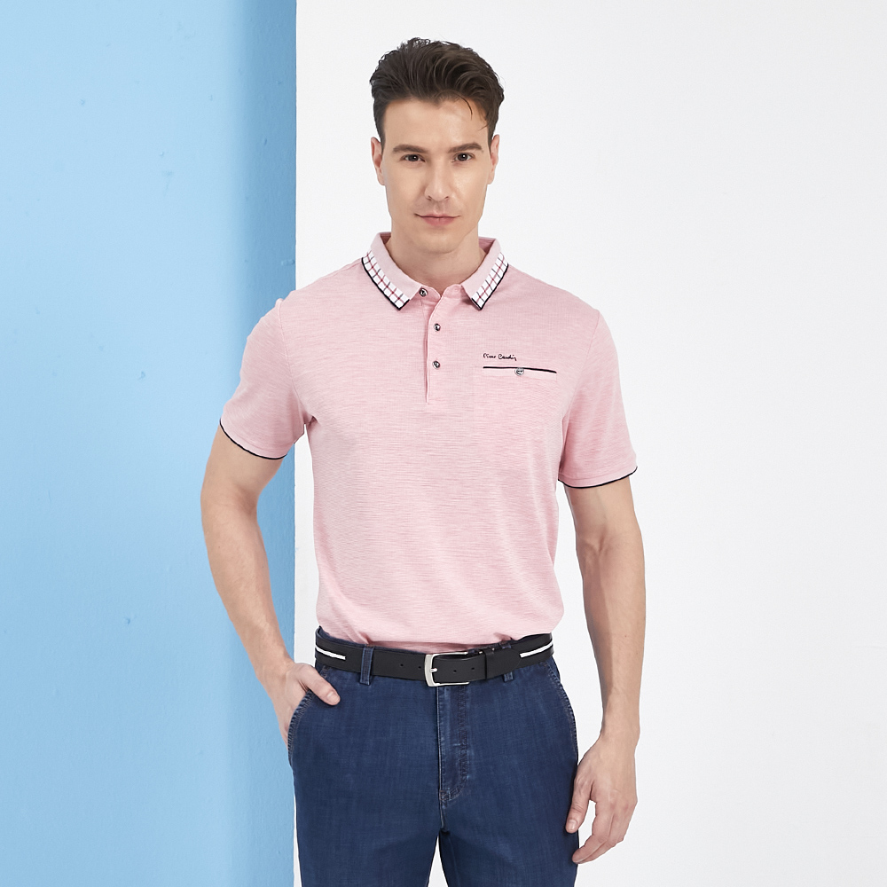 【pierre cardin 皮爾卡登】男款 雙色交織素面短袖polo衫-藍色 (5237271-35) 歷史價格詳細信息