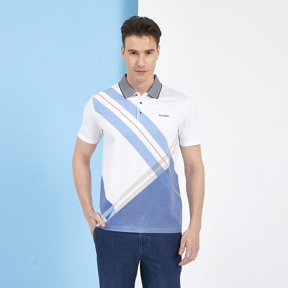 【pierre cardin 皮爾卡登】男款 雙色交織素面短袖polo衫-藍色 (5237271-35) 歷史價格詳細信息