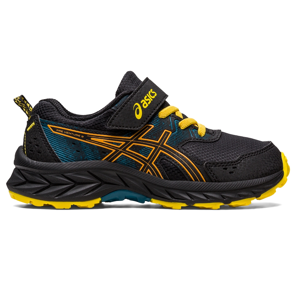 Asics Pre Venture 9 PS [1014A277-001] 中童 慢跑鞋 運動 緩震 透氣 防滑 黑黃 歷史價格詳細信息
