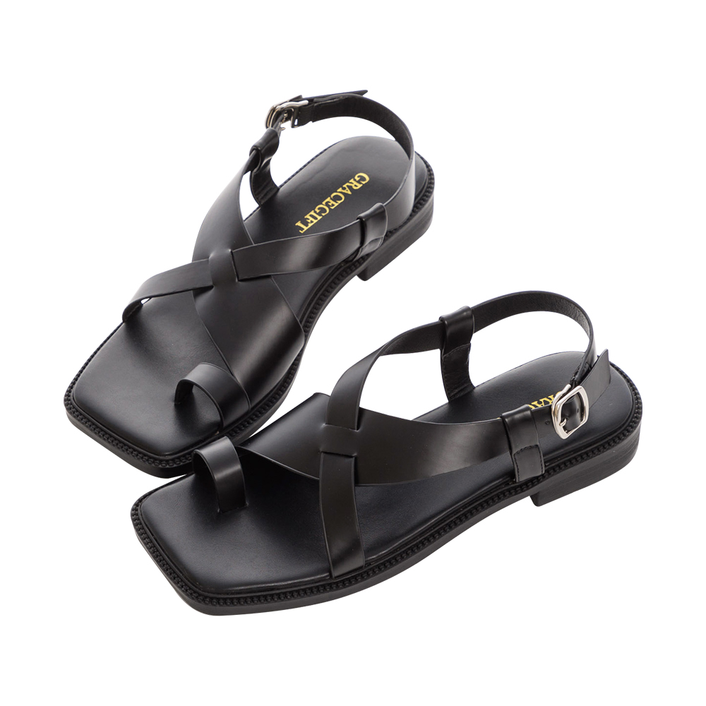 [Grace Gift] 不規則金屬釦低跟穆勒鞋 歷史價格詳細信息