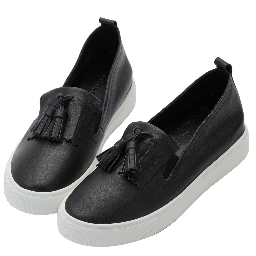 【Grace Gift】真皮流蘇休閒懶人鞋(黑) 價格比較,價格查詢,歷史價格詳細信息