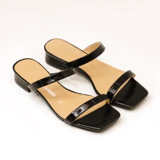 【Grace Gift】一字雙帶方釦中跟拖鞋(駝) 歷史價格詳細信息