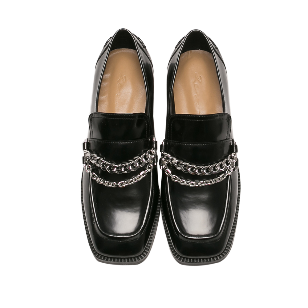 【Grace Gift】金屬鍊鋸齒厚底樂福鞋 歷史價格詳細信息