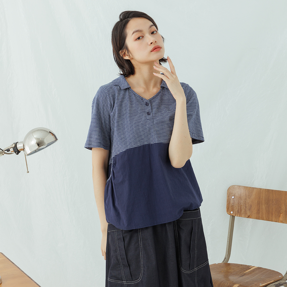 【MOSS CLUB】三角形異材質布料剪接不對稱-女短袖洋裝 不對稱 藍 白 紫(三色/魅力商品/版型適中) 歷史價格詳細信息