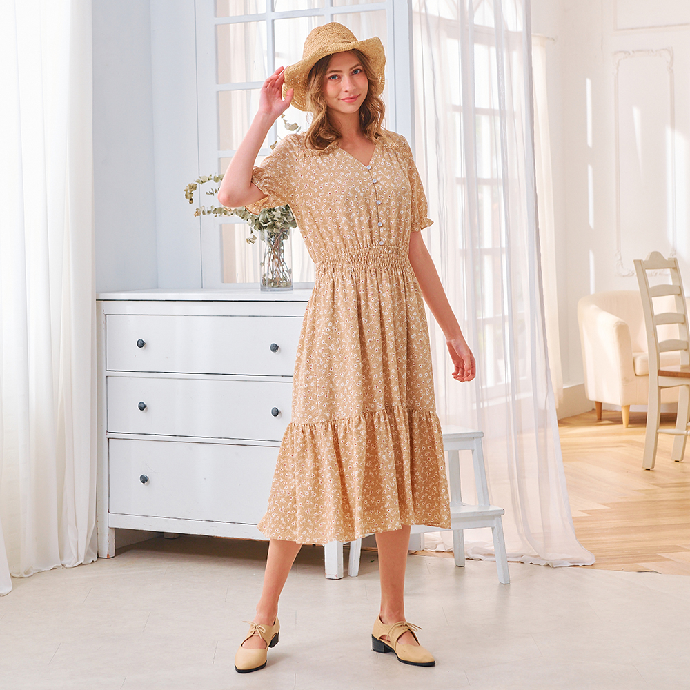 【MASTINA】V領斜排扣-女短袖針織衫 V領 杏 灰(二色/版型適中) 歷史價格詳細信息