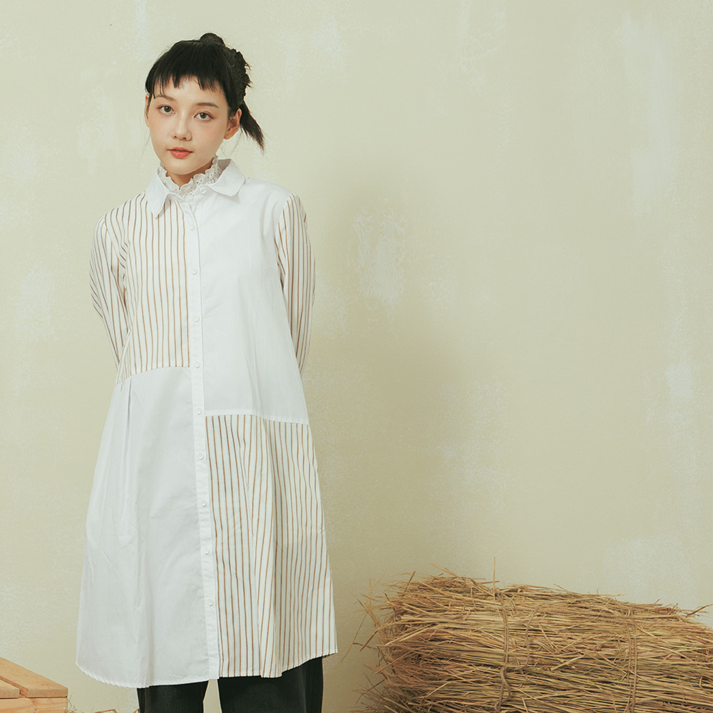 【MOSS CLUB】不對襯雙邊下襬雙色剪接-女長袖襯衫 不對稱 藍 咖(二色/版型適中) 歷史價格詳細信息
