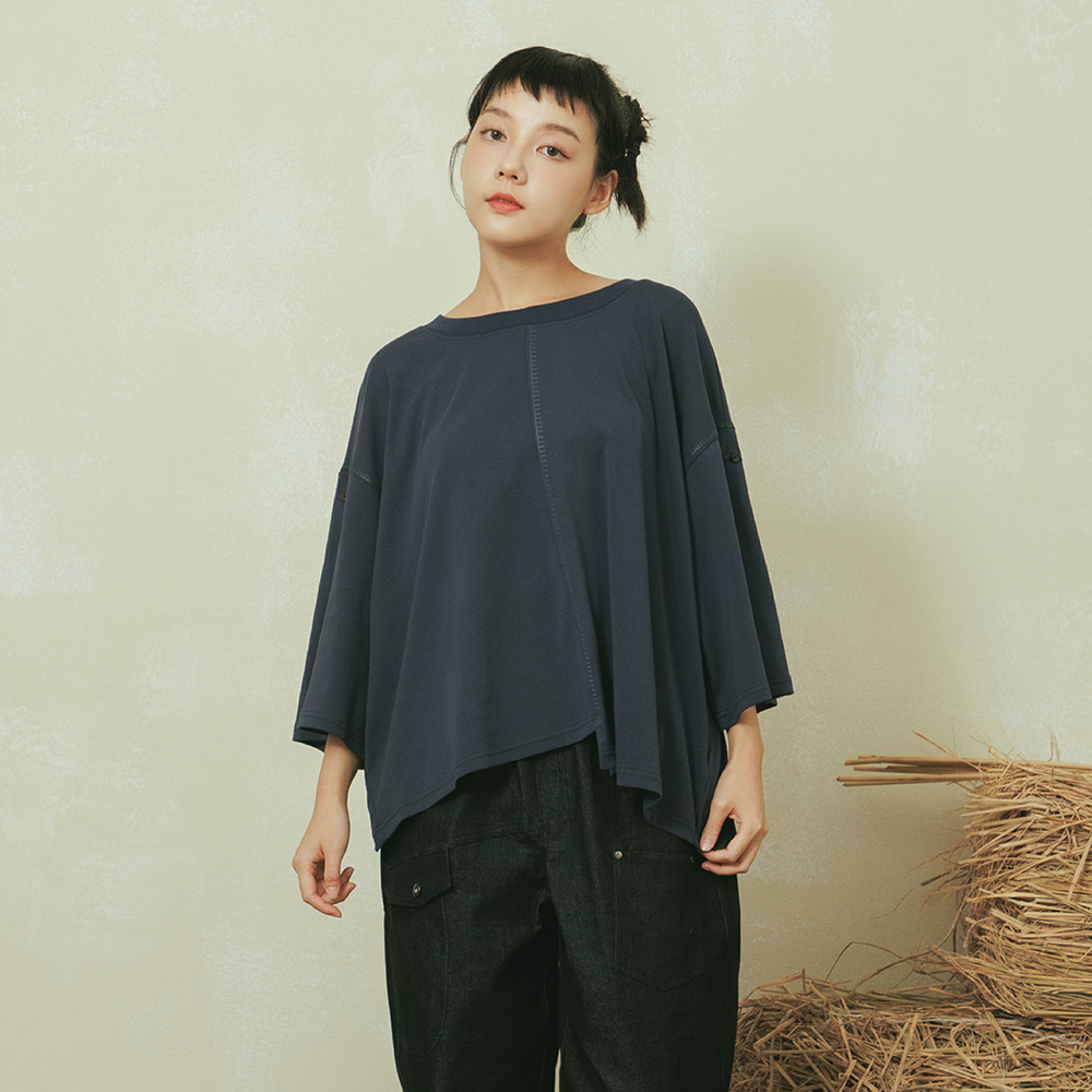 【MOSS CLUB】不對稱剪接羅紋圓領-女長袖上衣 不對稱 藍(藍色/魅力商品/版型適中) 歷史價格詳細信息