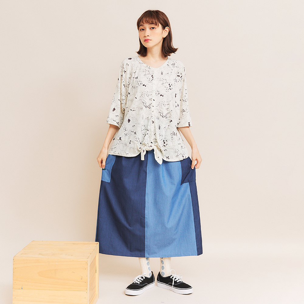 【Dailo】貓咪配色綁結扭轉造型-女短袖上衣 拼接 藍 白 紫(三色/版型合身) 歷史價格詳細信息