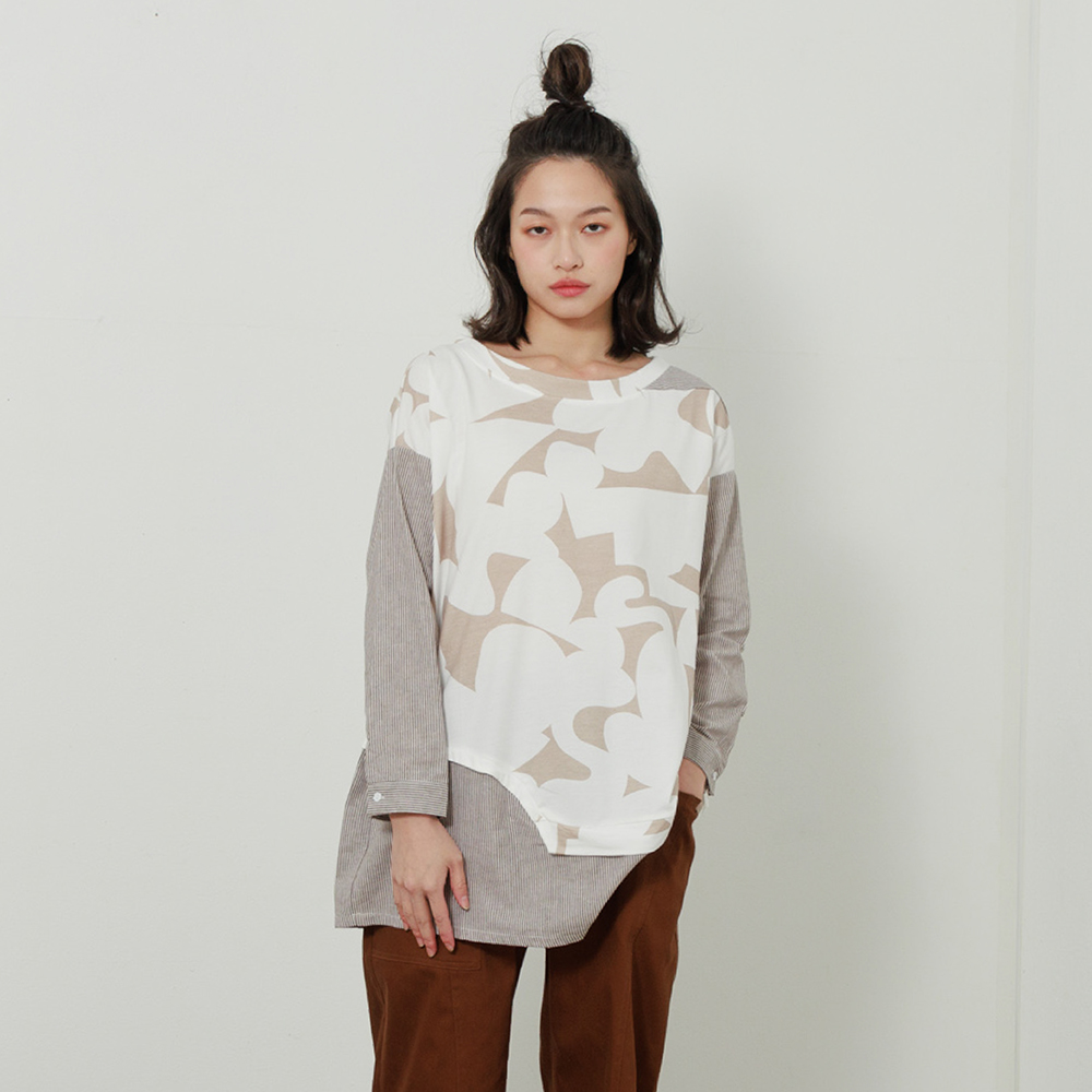 【MOSS CLUB】不規則衣襬雙色抽繩連帽長袖上衣(藍 黑 杏) 歷史價格詳細信息